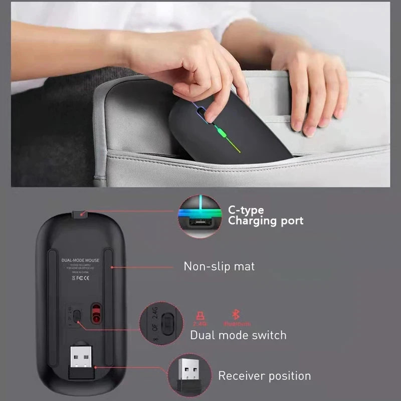 Wireless Mouse Bluetooth and 2.4GHz Dual Modes